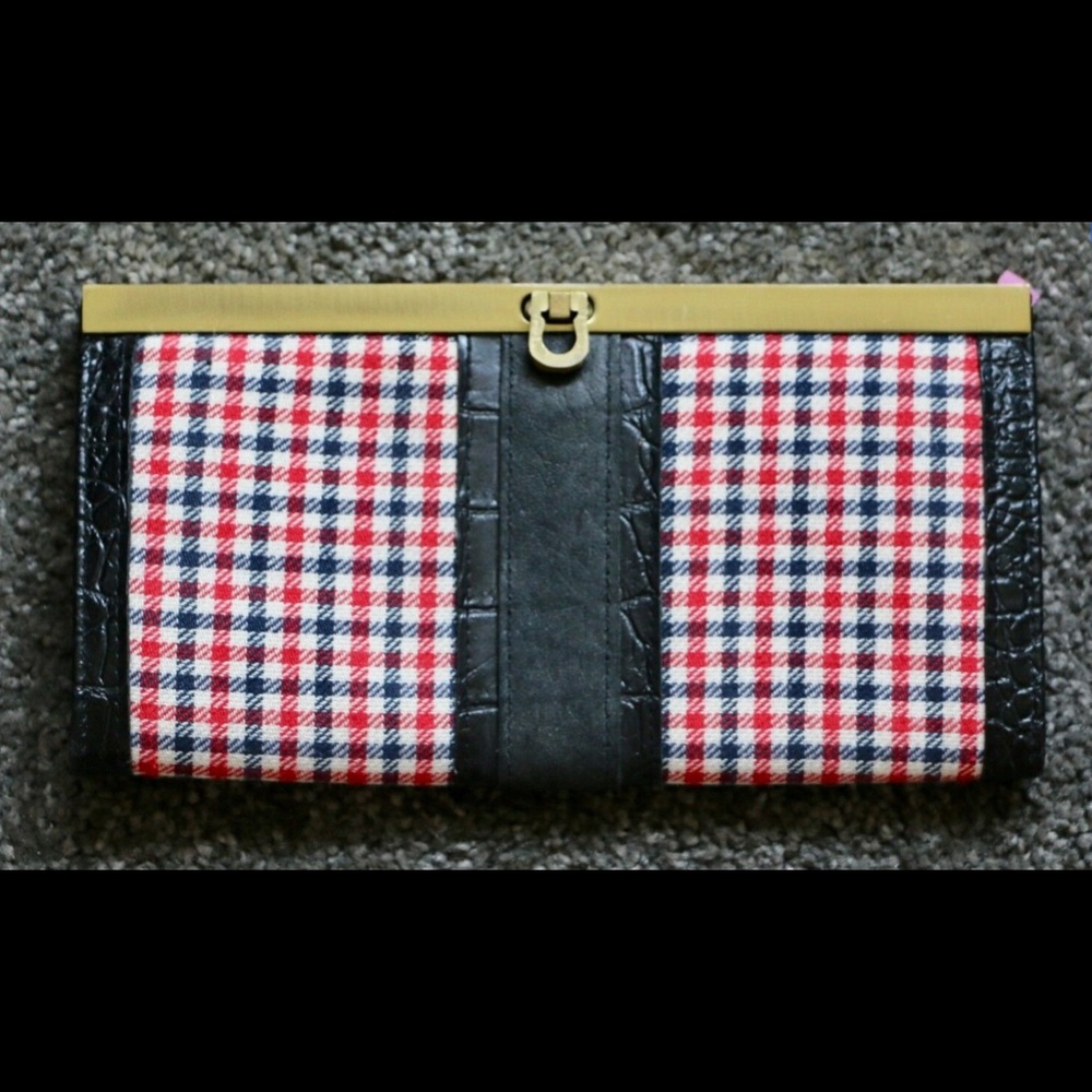 Buxton Plaid Houndstooth Clutch Purse Preppy Bag